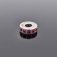 Pandora 925 Sterling Silver Rose Dark Pink Crystal Spacer Charm