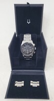 Bulova 96B288 Classic Wilton Black Chronograph 46mm Wristwatch w/ Box & Links