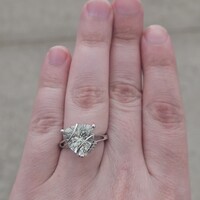  14K White Gold Green Amethyst & Diamond Wrapped Prong Cocktail Ring Size 7.25