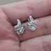  14K White Gold Green Amethyst Wrapped Prong Diamond Earrings 8x8mm 2.5 Grams