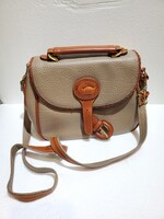 Dooney & Bourke Taupe & Brown Leather Crossbody Handbag