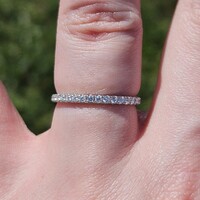 14K White Gold Love Story Diamond Half Eternity Wedding Band Ring Size 6