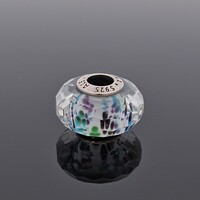  Pandora 925 Sterling Silver Murano Glass Bead Charm Green Purple White 