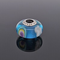  Pandora 925 Sterling Silver Murano Glass Rainbow Blue Sky Bead Charm 