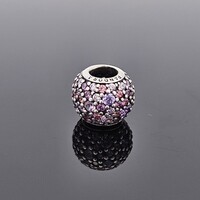 Pandora 925 Sterling Silver Pave Pink Purple Lights Charm Bead 