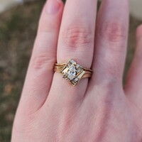 14K Yellow Gold Marquise Bypass Loose Wedding Ring Set 1/2TCW Size 6.75 