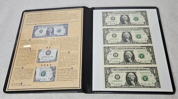 2009 Series Un Cut Uncut $1 Dollar Bills Sheet with Black Sleeve 