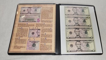 2006 Series Un Cut Uncut $5 Dollar Bills Sheets with Black Sleeve