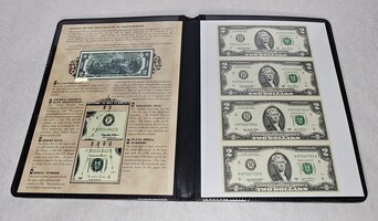 2003 Series Un Cut Uncut $2 Dollar Bills Sheets with Black Sleeve