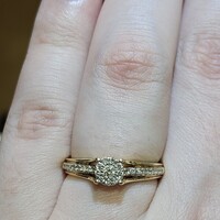 10K Yellow Gold Diamond Halo Cluster Ring with Accents 0.30TCW Size 7