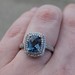  10K White Gold Diamond & 2.51CT Blue Topaz Double Halo Cocktail Ring Size 6.75 