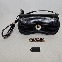 Coach Coachtopia Black Wavy Dinky Crossbody Purse Handbag with Strap 