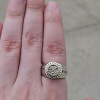 925 Sterling Silver Roman Style Circular Russian "Fishing" Ring Size 9.75