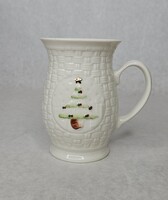 Belleek Green and White Christmas Tree Mug Cup 