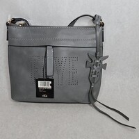 Frye Steel Gray Carson Logo Perf Crossbody Handbag Purse 