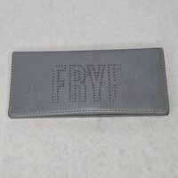 Frye Steel Gray Carson Logo Perf Slim Long Bifold Wallet Card Holder 