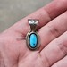  925 Sterling Silver Running Bear RB Navajo Turquoise Pendant Charm 