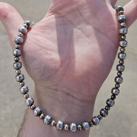 Carolyn Pollock 925 Sterling Silver Flower Design Beaded Bead Necklace 18 Inches