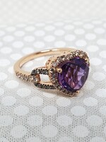 Le Vian 14K Strawberry Gold Ring 2ct Grape Amethyst 1/3ct Nude & 1/8ct Chocolate