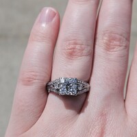 14KT White Gold Square Cluster 1.23TCW Diamond Engagement Ring Size 7.5 
