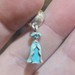 Pandora 925 Sterling Silver Teal Enamel Jasmine Dress Gown Dangle Charm