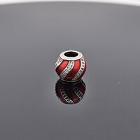 Pandora 925 Sterling Silver Red Enamel Wave Bead Charm   Great preowned conditio