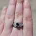 14KT White Gold Diamond Green Tourmaline Filigree Ring Band Size 7.75