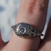 Vintage 18K White Gold Filigree Solitaire Diamond Etched Engagement Ring Size 7