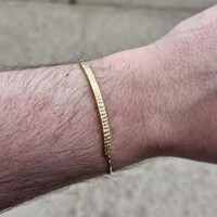 14K Yellow Gold Diamond Cut Curved Bar Adjustable Bracelet 8.5 Inches 2.4 Grams