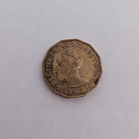 1956 British 3 Three Pence Elizabeth II Coin 