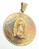 14K Virgin Mary Pendant - 1.3" - Religious - Tricolor Gold _ 7.50gms - Jesus