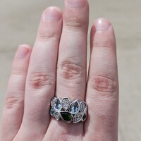 14KT White Gold Diamond Tourmaline Aquamarine Apatite Cocktail Ring Size 9