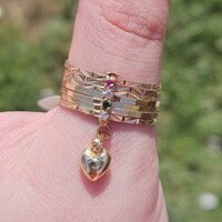 14K Yellow Gold Multi Band 7 Pc Ring with Emerald Ruby CZ Gold Slider Size 10.5