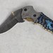 White Hills Knives Blue Handle 7" Textured Blade Folding Knife Pocket Knife