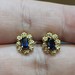 18K Yellow Gold Sapphire & Diamond Cluster Earrings Ear Rings 1.8G 10x5mm