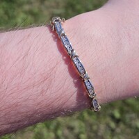 10KT White & Yellow Gold X Link Diamond Tennis Bracelet 7 Inches Long 4mm Wide 