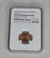 Northeast Error Collection Mint Error Brilliant Struck Off Center Penny NGC 