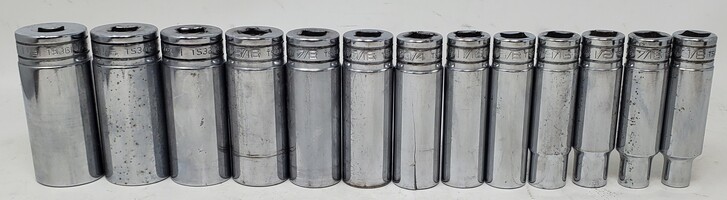 Snap-On 13Pc 1/2" Drive Deep Well 6Pt Socket Set - TS361-TS121 - USA (READ)
