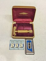 Vintage Gillette Aristocrat Plated Safety Razor with Case Blades Accessories
