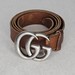 Men's Gucci GG Buckle Brown Tan Leather Belt 53 Inches Long 1.5 Inch Wide 