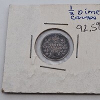 1910 Canada 5 Five Cent Edward VII Coin 