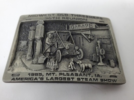 1985 Midwest Old Threshers Belt Buckle 36th Reunion Gas Station Mt Pleasant, IA