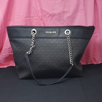 Michael Kors Black & Silver Tote w/ Chain Straps