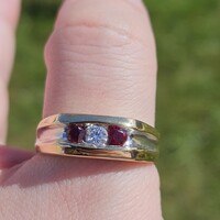 14K Yellow Gold Channel Set Diamond & Lab Created Ruby Men's Band Ring Size 10.5