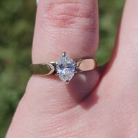 14K White Gold "Oval" Curved Marquise 1/2Ct Diamond Engagement Ring Size 6