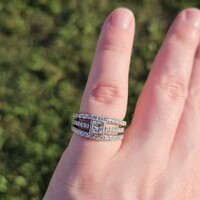 10K White Gold Cushion Cut 3 Row Diamond Cocktail Ring 1.65TCW Size 5.5