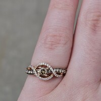  14K LeVian Strawberry Gold Chocolatier Diamond Engagement Ring Size 5  