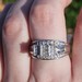  10K White Gold Diamond 3 Row Staircase Cocktail Ring Size 8.5