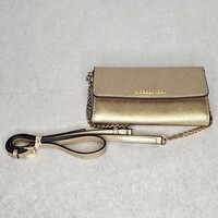 Michael Kors Metallic Gold Toned Crossbody Saffiano Travel Purse Handbag
