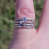 10K White Gold Floating Diamond Stacking Bands Cocktail Ring 1/2TCW Size 4.5